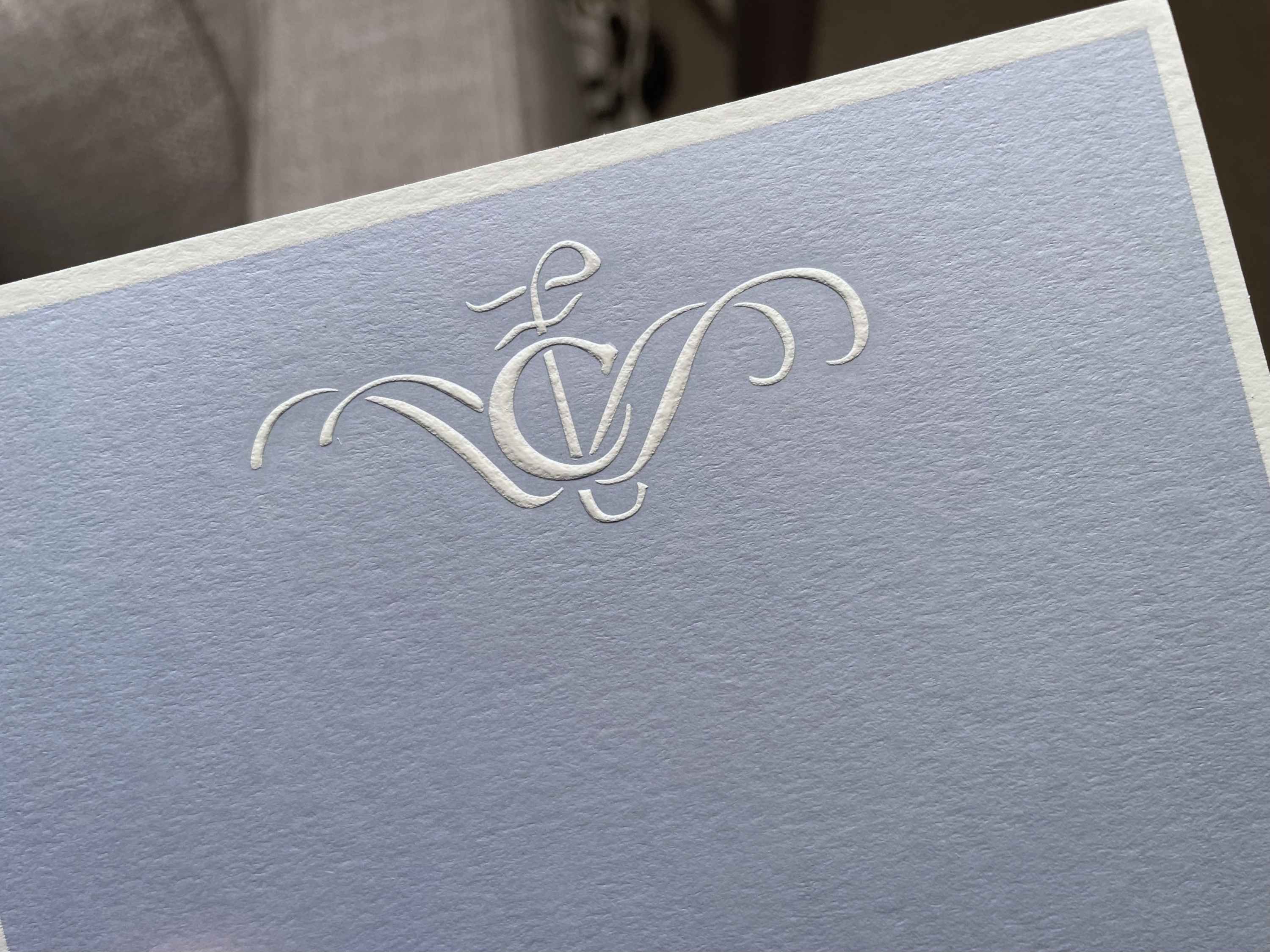 Hand engraved monogram.